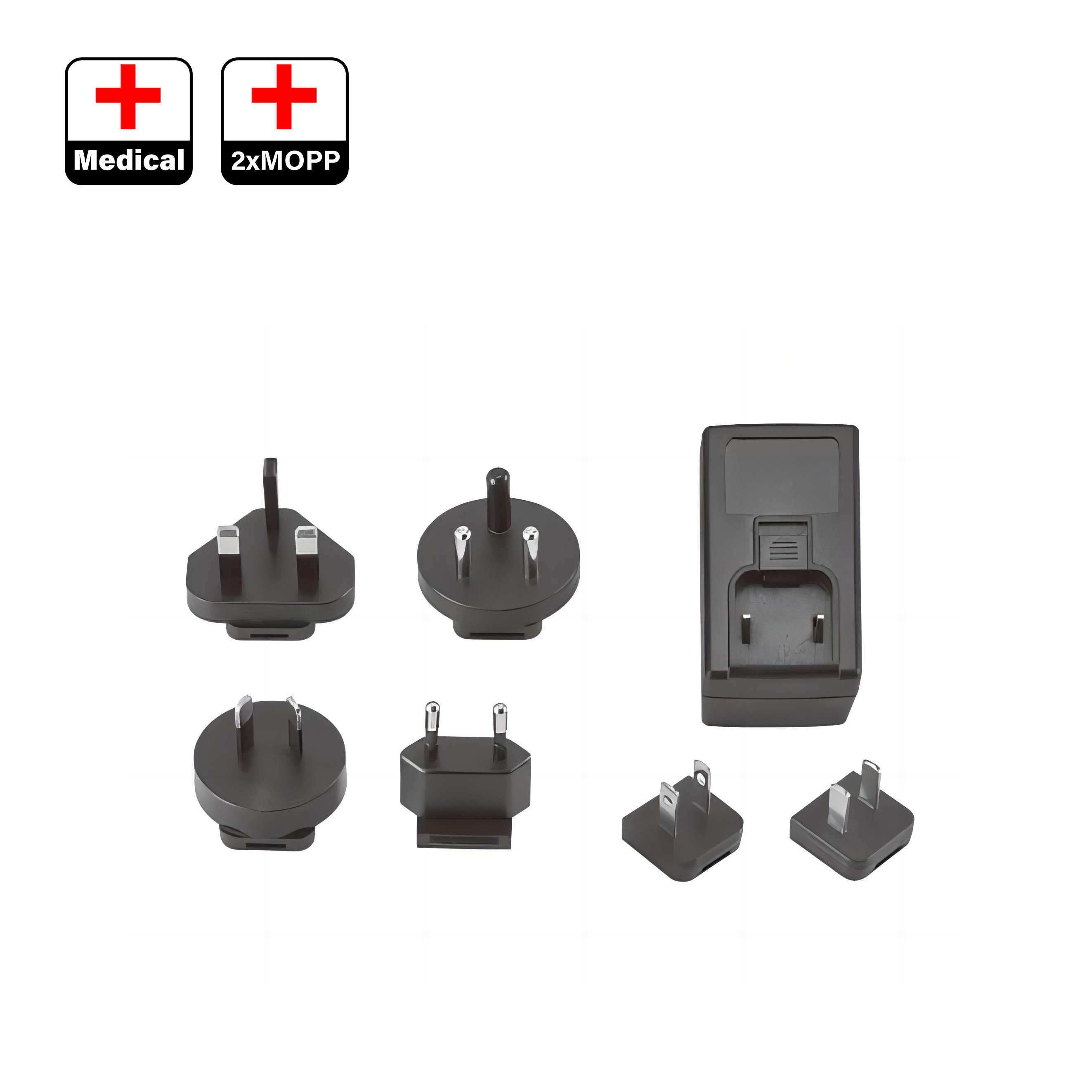 Fuente de alimentación médica AC-DC intercambiable de 24 W 