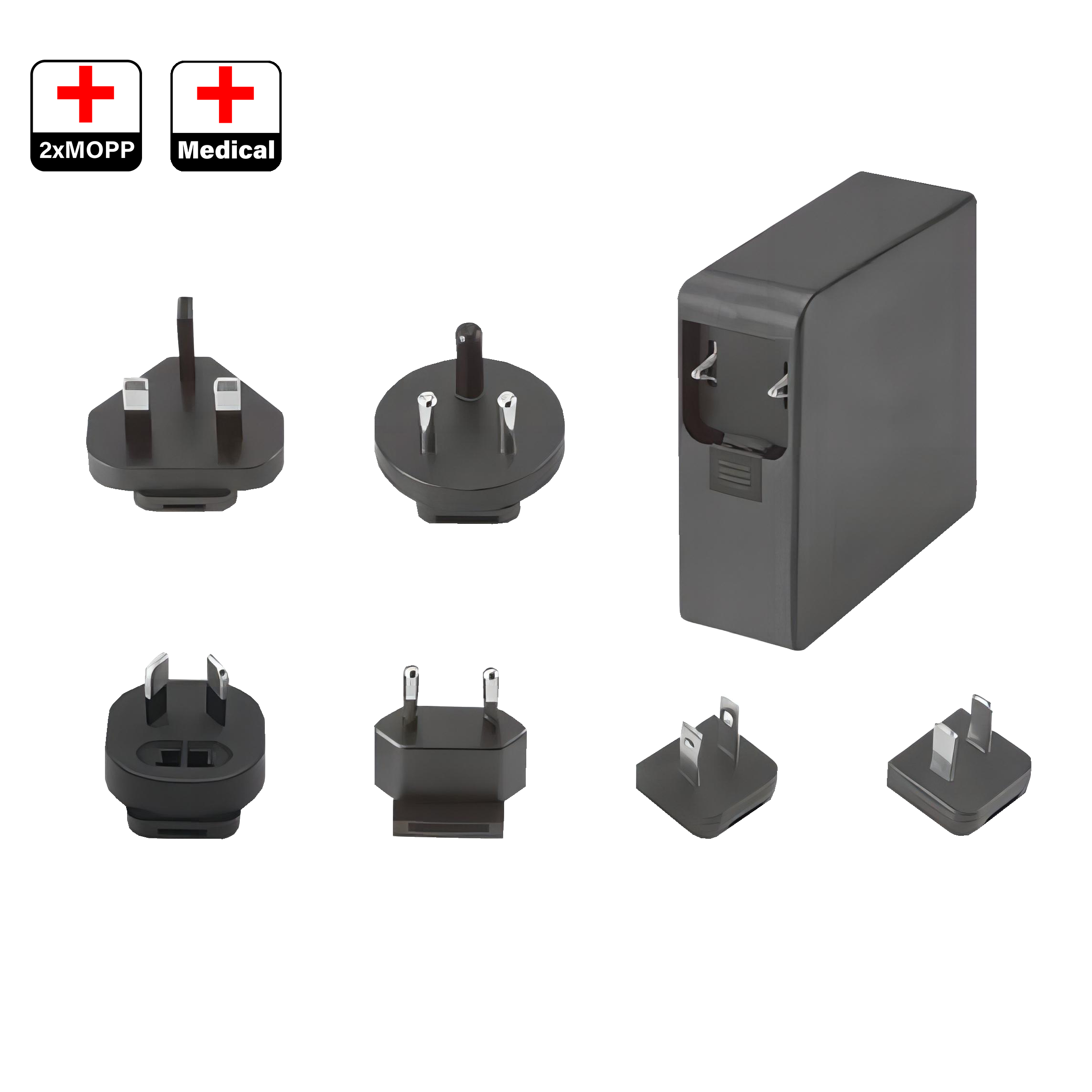 Fuente de alimentación AC-DC médica GaN intercambiable de 65 W